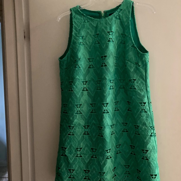 Tahari by Arthur S Levine Kelly Green Flirty Lined Lace Sheath Dress Vintage 6 - Picture 8 of 8